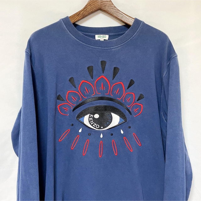 KENZO(ケンゾー)のKENZO 刺繍スウェットシャツ M ブルー タグ付 目 メンズのトップス(スウェット)の商品写真