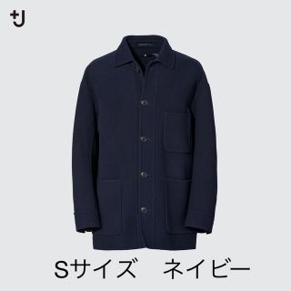 ユニクロ(UNIQLO)のUNIQLO+JウールブレンドオーバーサイズシャツジャケットSネイビー新品(チェスターコート)