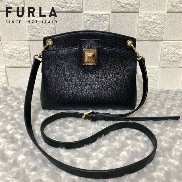 美品】FURLA フルラ ショルダーバッグ レザー ブラック レディース ...