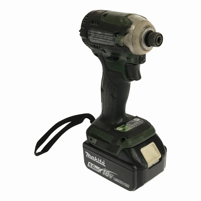 Makita(マキタ)の☆中古品☆makita マキタ 18V 充電式インパクトドライバ TD171DGXAG/オーセンティックグリーン バッテリー2個(18V6.0Ah) 充電器付き 63569 自動車/バイクのバイク(工具)の商品写真