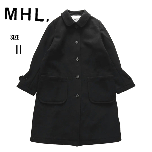 ☆美品☆ MHL ステンカラーコート 濃紺 メルトンウール マーガレット