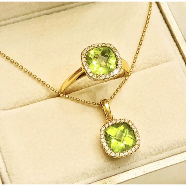 あす楽対応】 美品☆ペリドット☆18K☆K18☆ダイヤ☆ネックレス
