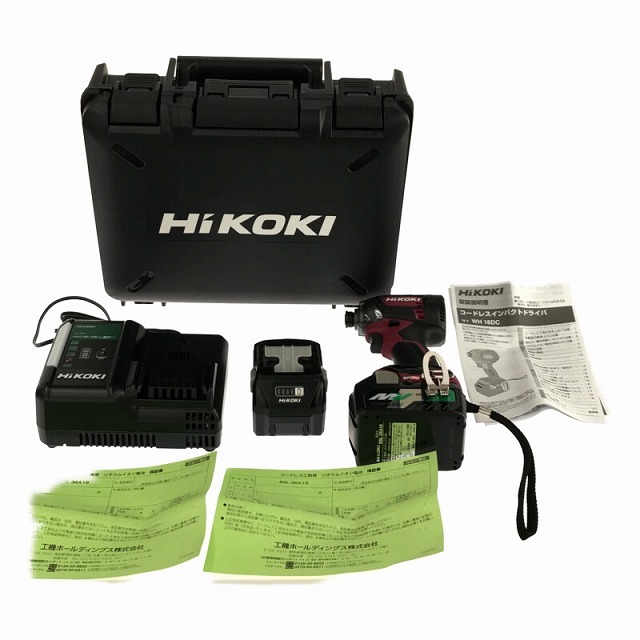 ☆未使用品☆ HiKOKI ハイコーキ 18V コードレスインパクトドライバ WH18DC 2XPR フレアレッド バッテリー2個 BSL36A18 充電器 63648