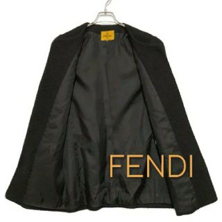 FENDI vintage ノーカラージャケット　ブラック