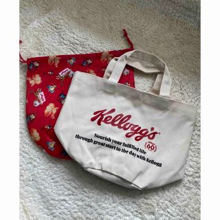 ケロッグ(Kellogg's)の新品★ケロッグ★60周年ABミックス★ロゴ入りコットントートバッグ＆保温保冷巾着(トートバッグ)