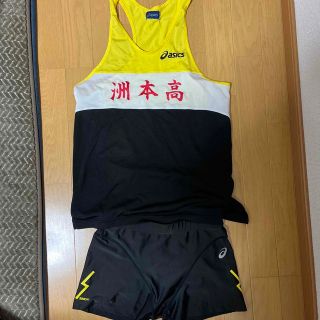 asics - アシックス 女子陸上ユニフォーム上下セット エンジ色
