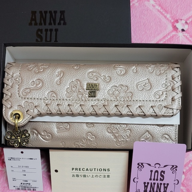 運気アップ☆シャンパンピンク新品アナスイ財布☆ダリア外口金ANNASUI ...