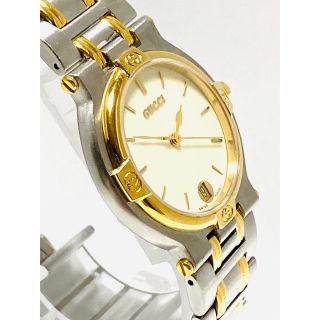 美品! GUCCI グッチ 電池新品交換済み メンズ腕時計 アイボリー