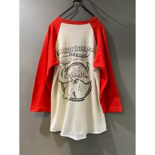 ビンテージ 00s ラグラン 7部 ナイスプリント 長袖 Tシャツ 希少