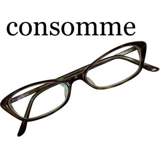28★consommeスクエアブラウン茶色レディースコンソメ眼鏡メガネフレーム(サングラス/メガネ)