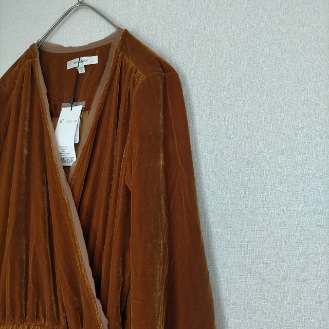 moussy(マウジー)のMOUSSY VELOUR WRAP ROBE レディースのワンピース(ロングワンピース/マキシワンピース)の商品写真