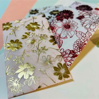 ゴールドお花の箔押しポチ袋♡4枚セット(カード/レター/ラッピング)