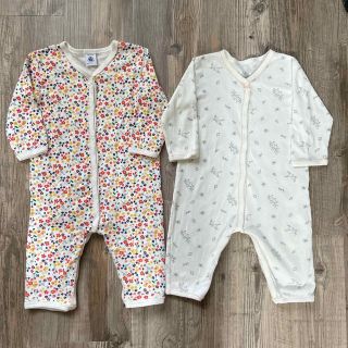 プチバトー(PETIT BATEAU)のプチバトーハート❤️12m/74 カバーオールセット(パジャマ)