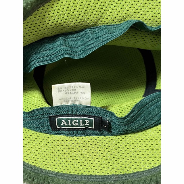 AIGLE(エーグル)のAIGLE ボアフリースバケットハット　グリーン　モコモコ　サイズL メンズの帽子(ハット)の商品写真