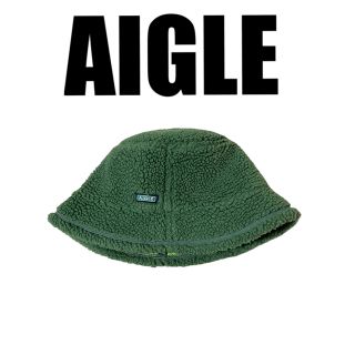 エーグル(AIGLE)のAIGLE ボアフリースバケットハット　グリーン　モコモコ　サイズL(ハット)