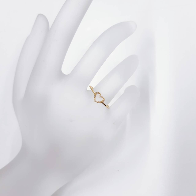 贈り物 AHKAH アーカー ハート ダイヤリング 指輪 0.03ct K18YG 7号
