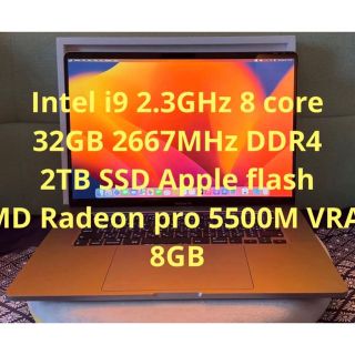 マック(Mac (Apple))のMacBook Pro 16inch i9 32GB 2TBflash 2019(ノートPC)