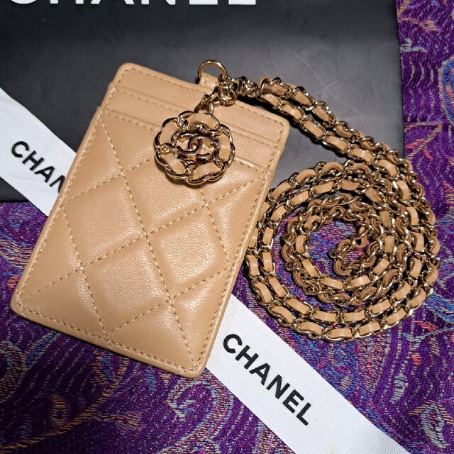 超大特価 CHANEL シャネル カードホルダー チェーンストラップ付き パスケース+IDカードホルダー