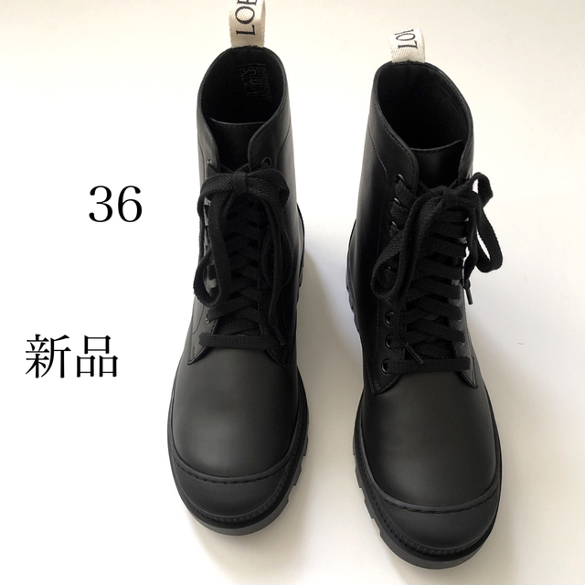 新品 正規品/36 LOEWE ロエベ コンバットブーツ ブーツ 黒 ブラック