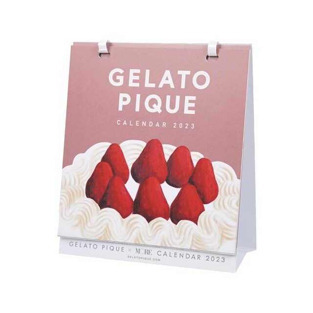 gelato pique(ジェラートピケ)のモア 2023年 1月 付録 ジェラートピケ 卓上+ストロベリー柄サテンポーチ エンタメ/ホビーの雑誌(ファッション)の商品写真