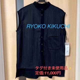 【タグ付き未使用品】RYOKO KIKUCHI トップス black(カットソー(半袖/袖なし))