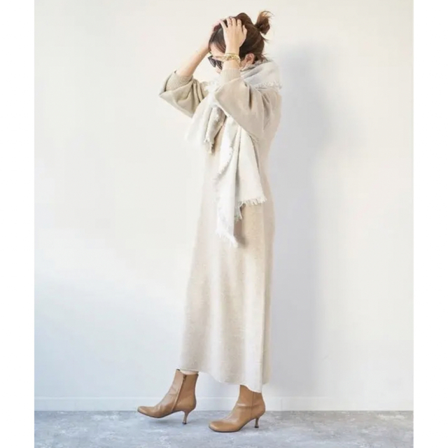 【美品】plage カシミヤコン フカVニットロングワンピース