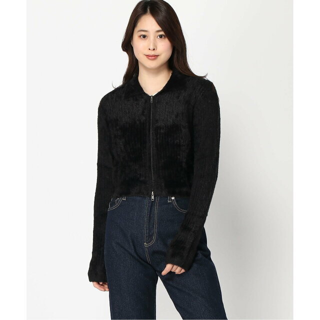 GUESS(ゲス)の【ブラック(JBLK)】(W)Fuzzy Zip-Up Sweater レディースのトップス(ニット/セーター)の商品写真