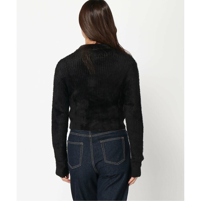 GUESS(ゲス)の【ブラック(JBLK)】(W)Fuzzy Zip-Up Sweater レディースのトップス(ニット/セーター)の商品写真