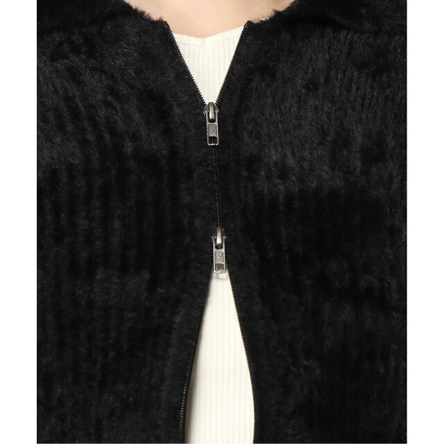 GUESS(ゲス)の【ブラック(JBLK)】(W)Fuzzy Zip-Up Sweater レディースのトップス(ニット/セーター)の商品写真