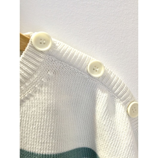 MAX MARA M刺繍マコ コットン コルドネット 厚地ボーダーニット