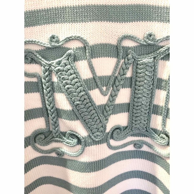 MAX MARA M刺繍マコ コットン コルドネット 厚地ボーダーニット