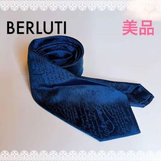 ベルルッティ(Berluti)のベルルッティ カリグラフィ ネクタイ シルク 100％ メンズ　ネイビー ブルー(ネクタイ)