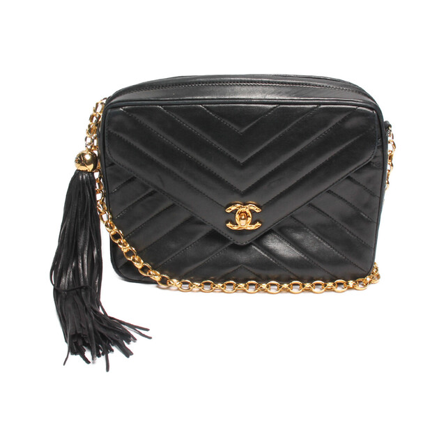 半額】 CHANEL - シャネル Vステッチ チェーンレザーショル ショルダー