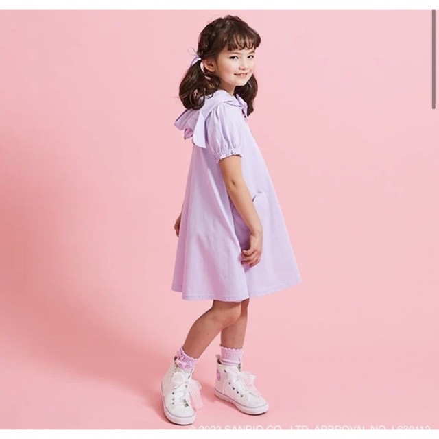 mezzo piano(メゾピアノ)の新品　メゾピアノSanrio シナモロールパーカワンピース キッズ/ベビー/マタニティのキッズ服女の子用(90cm~)(ワンピース)の商品写真