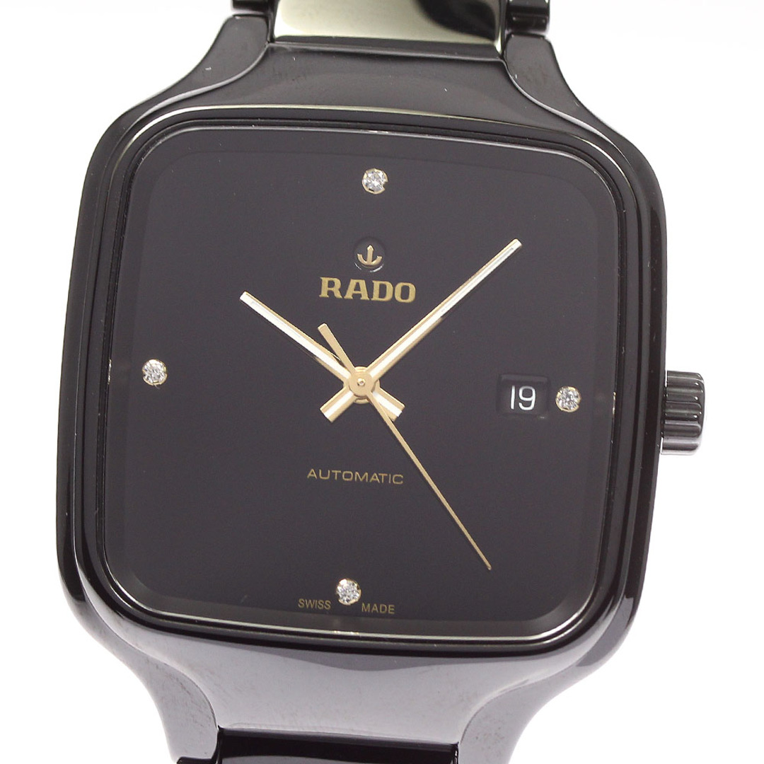 ☆極美品 ★箱・保証書付き【RADO】ラドー トゥルー スクエア 4Pダイヤ デイト R27078722 クォーツ メンズ_731056【ev20】