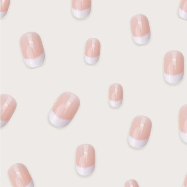 フレンチデザインネイルチップ付け爪ホワイトベージュピンク白SHEIN韓国風新品 2