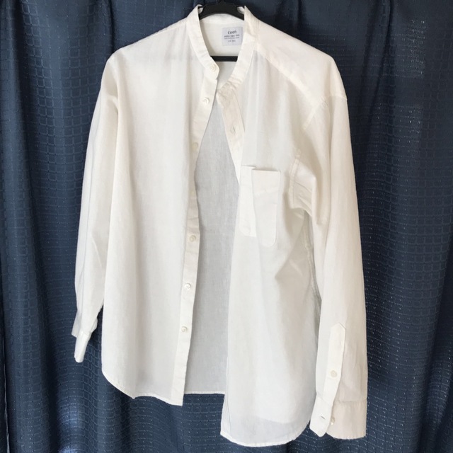 coen(コーエン)の【オススメ】coen ウィンターリネンバンド白シャツ Sサイズ メンズのトップス(シャツ)の商品写真