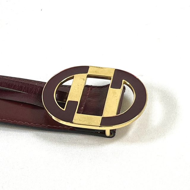 美品 GUCCI グッチ ベルト レディース 70 オールドグッチ ボルドー 赤