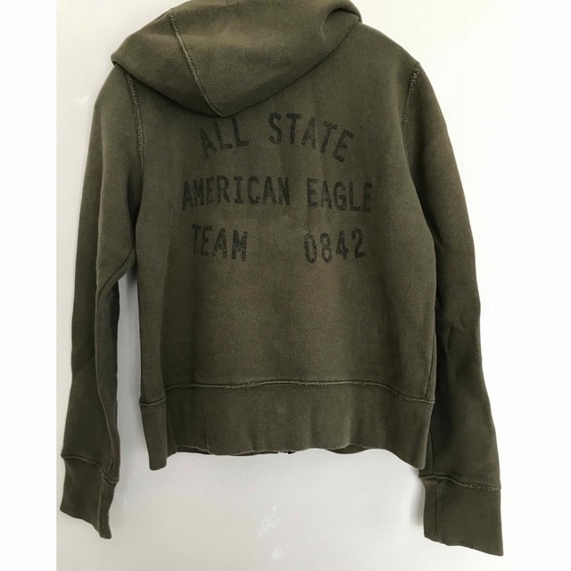 American Eagle(アメリカンイーグル)のアメリカンイーグルパーカーダメージ素材　カーキ レディースのトップス(パーカー)の商品写真