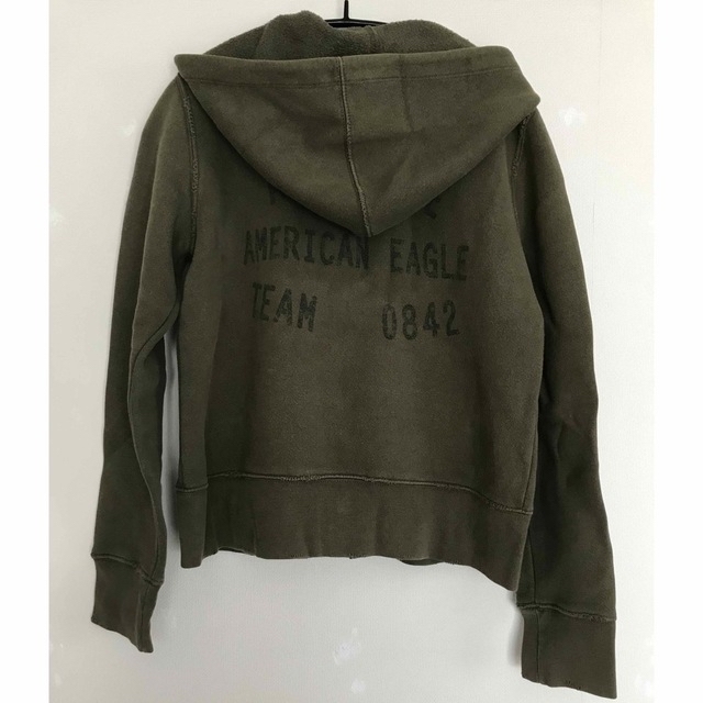 American Eagle(アメリカンイーグル)のアメリカンイーグルパーカーダメージ素材　カーキ レディースのトップス(パーカー)の商品写真