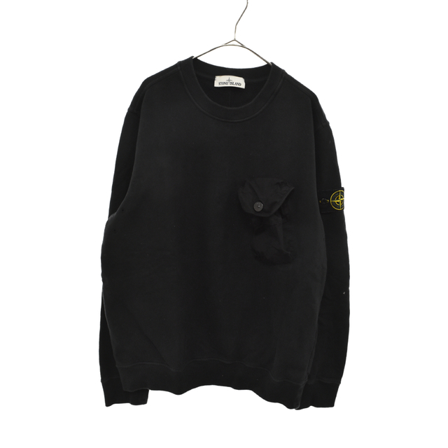 STONE ISLAND(ストーンアイランド)のSTONE ISLAND ストーンアイランド 21AW GAUZED COTTON JERSEY ガーゼッドコットンジャージー ロゴパッチ付きクルーネック長袖Tシャツ ブラック 751564450 メンズのトップス(Tシャツ/カットソー(七分/長袖))の商品写真