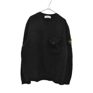 ストーンアイランド(STONE ISLAND)のSTONE ISLAND ストーンアイランド 21AW GAUZED COTTON JERSEY ガーゼッドコットンジャージー ロゴパッチ付きクルーネック長袖Tシャツ ブラック 751564450(Tシャツ/カットソー(七分/長袖))