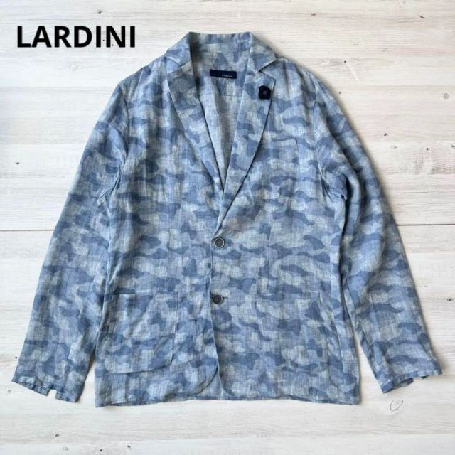 LARDINI - ラルディーニ リネン テーラードジャケット カモフラ 迷彩 メンズ ブルー