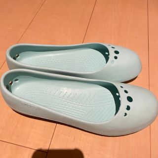 クロックス(crocs)のクロックス　約26.5センチ　水色　使用感あり(サンダル)