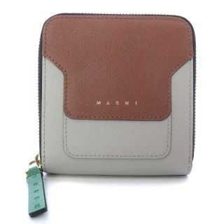 マルニ(Marni)のマルニ 財布 二つ折り ラウンドジップ 茶色 グレー PFMOQ09U08(財布)