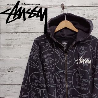 ステューシー(STUSSY)のSTUSSY ステューシー メンズパーカー XL ブラック ストリート キャンプ(パーカー)