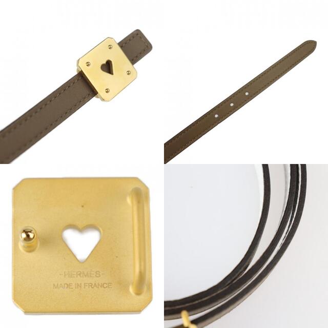 最安 リバーシブルベルト & アス・ドゥ・クール ベルトバックル エルメス HERMES - Hermes 13 65【本物保証】 Y刻印 ハート ゴールド金具 ホワイト エトゥープ ヴォーエプソン ヴォースイフト ベルト mm ベルト