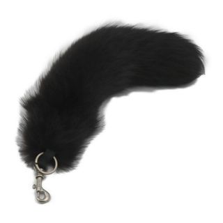 セリーヌ(celine)のCELINE セリーヌ  FOX TAIL フォックス テール キーホルダー    フォックスファー ブラック シルバー金具  キーリング バッグチャーム 【本物保証】(キーホルダー)