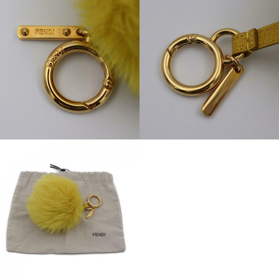 FENDI フェンディ キーホルダー フォックスファー イエロー ゴールド