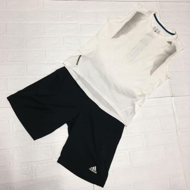 adidas(アディダス)のadidas アディダス　短パン　テニス　ランニング　パンツ　メンズ　黒　L スポーツ/アウトドアのテニス(ウェア)の商品写真